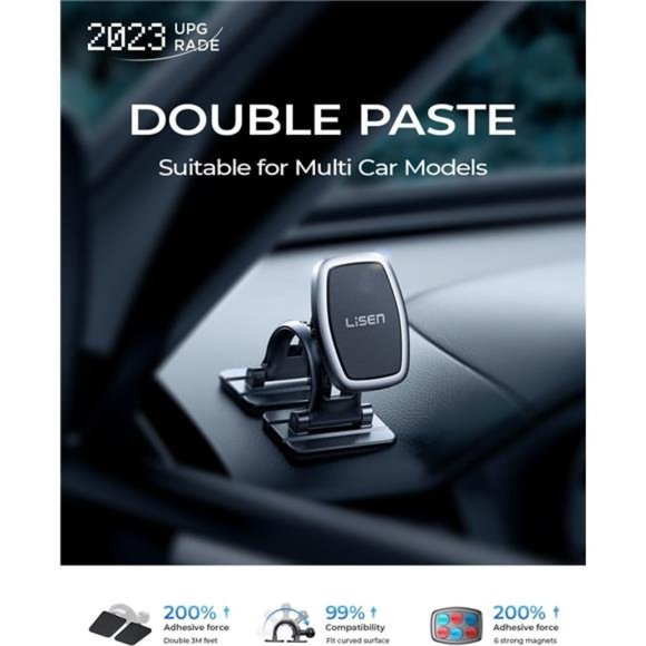 Magnetic Phone Holder Curved Surfaces Car Phone Holder with 3 Metal Plates - Picture 2 of 6